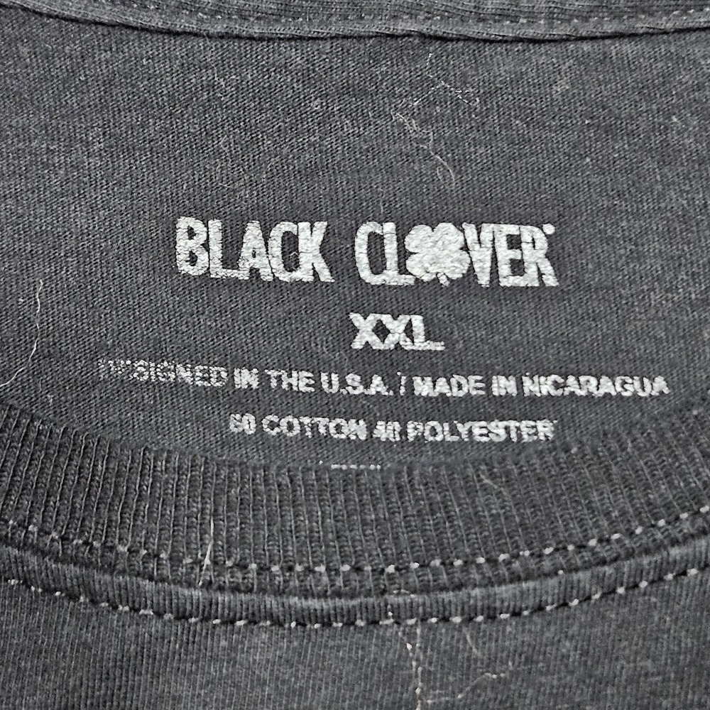 Black Clover Shirt Men XXL Black Long Sleeve‎ *see Pics (small Holes) - Picture 3 of 8